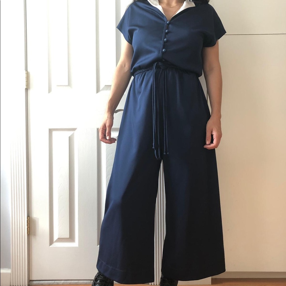 Vintage Blue 70s Palazzo Jumpsuit